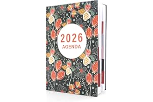（Gen.-Dic.2026）HW CASA Agenda Giornaliera 2026 Taccuino,A5, Copertina Floreale in CARTA con Festività Europea (DE/IT/ES/EN/FR), Studenti e Lavoratori