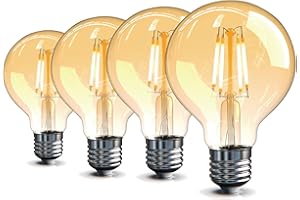 Aurorast Vintage Edison LED Light Bulb 4W G80 E27 Bulb 2700K, 40W Equivalent, 400LM, Warm White Energy Saving Globe Decorative Bulbs, Retro Antique Filament Lamp, Non-Dimmable, 4 Pack
