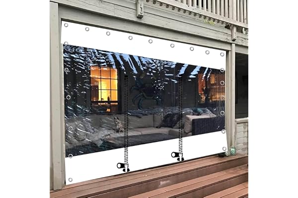 Rideaux De Bâche Transparente avec Porte À Fermeture Éclair, Panneaux Latéraux Clairs Imperméables pour Pergola Extérieur Gazebo Porche, PVC avec Œillets, Étanche, W×H-2.3×2m(7.5 * 6.6ft)