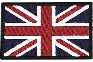 THE BEAD SHOP Union Jack 50x80mm, United Kingdom, Military Uniform Embroidered Sew-On/Hook and Loop Fabric Patch
