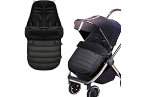 AUPOWER Fußsäcke für Kinderwagen, Baby WinterFußsack für Kinderwagen mit Fleece Gefüttert, Wasserdicht und Winddicht für Babyschale, Sportwagen, Buggys - Schwarz