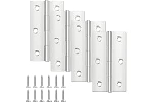 Yeepeo 4 Pcs Door Hinges 68mm × 38mm, Stainless Steel Hinges for Wood, Butt Hinges for Internal External Doors with 24 Pcs Screws for Gate, Windows, Closet, Drawer, Boxes