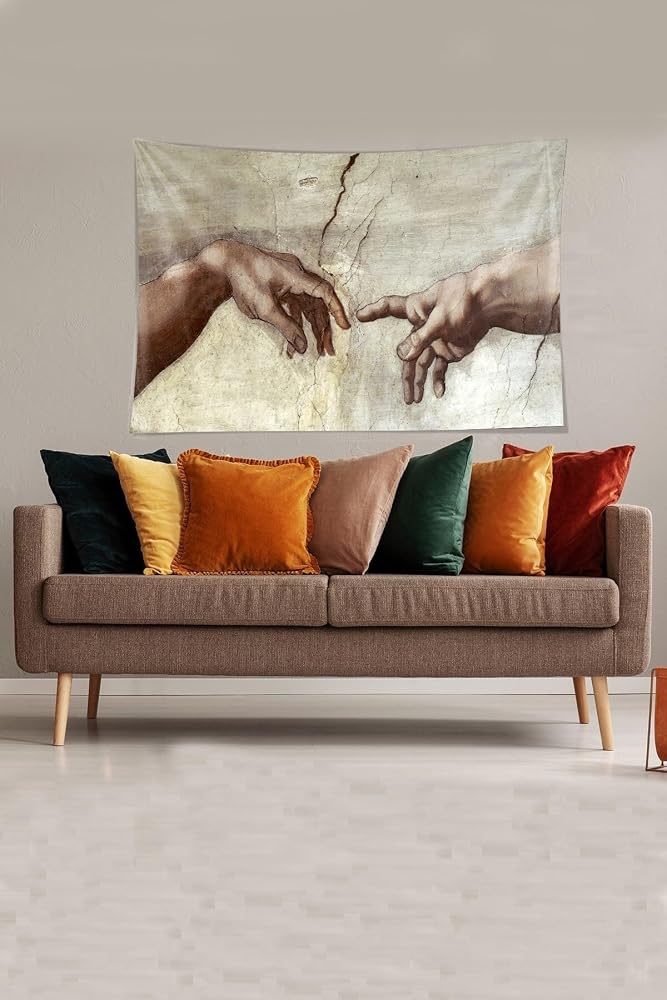 Ontheclouds Beyaz Ademin Yaratılışı Leke Tutmaz Kadife Kumaş Duvar Örtüsü Duvar Halısı Tapestry, 140 x 230