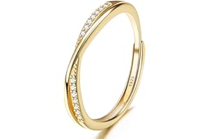 JeweBella Anillos Mujer Plata de Ley 925 con Circonita Minimalista Anillo Compromiso Alianzas Bodas Anillos Ajustables Plata/Oro/Oro Rosa