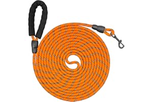 FIMIBUKE Smycz dla psów, 5 m, 10 m, 15 m, 20 m, mocna smycz z wygodnym wyściełanym uchwytem, zamykany haczyk, smycz treningowa dla małych, średnich i dużych psów