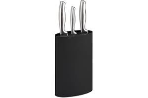 Relaxdays Rangement couteaux, ovale, non garni, avec insert en tiges plastiques, H x L x P 22 x 16,5 x 6,5 cm, noir