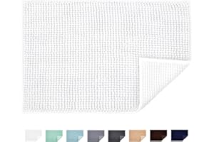 JARITTO Tapis de Bain Antidérapant Absorbant Tapis de Salle de Bain pour Sortie de Douche Baignoire Toilette Cuisine en Microfibre Chenille Lavable en Machine 40 x 60 cm (Blanc)