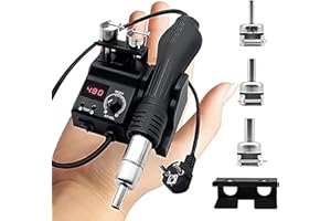 ESTVIIG 8858 Heißluft Lötstation, 700W Heißluftlötgerät, Rework Station LED Digital Anzeig 100-480°C, Heissluft Lötstation mit 3 Heißluftföhn-Mundstücke für BGA, SOIC, CHIP, QFP, PLCC USW