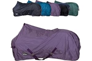 Marengos - Regendecke 420D Economic – leichte Pferdedecke für Regen – atmungsaktiv & wasserdicht – Weidedecke mit Kreuzgurten – Outdoordecke für Pferde – 135cm in Pflaume
