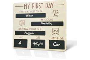 Alinw First Day of School Board, My First Day at School Chalkboard Sign Gifts, Back to Preschool Board for Girls Boys Nursery Kindergarten Photo Props Brown