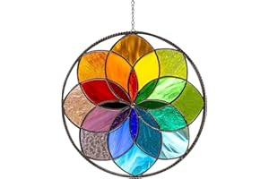 SAS AS Decorazione per finestra con motivo mandala in vetro, ideale come regalo per la festa della mamma, con pittura arcobaleno su vetro, decorazione per porte e finestre