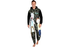 RICK AND MORTY Pijama Entero Hombre - Mono Pijama Hombre Polar con Capucha, Tallas M-3XL - Regalos Hombres, Navidad