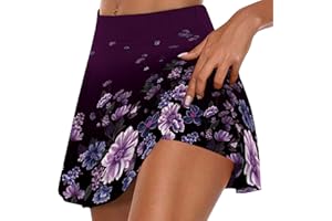 NSICBMNO Skorts for Women UK Summer Elastic Waist Tennis Skorts Skirts with Inner Shorts Lightweight Ladies Comfy Casual Stretchy Workour Shorts Baggy Athletic Golf Running Skirts Skorts