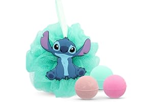 DISNEY – Coffret Bain Stitch – 3 Boules Effervescentes Parfumées + Fleur De Douche Silicone 3D – Mousse Douce Et Couleurs Magiques – Enfant Dès 3 Ans – Produit Officiel Lilo & Stitch