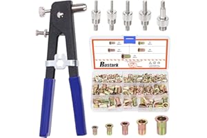 Rustark 151Pcs M3 M4 M5 M6 M8 Threaded Rivet Nuts 10.6Inch Hand Rivet Tool Rivets Nut Setter with 5 Sizes Metric Mandrels Heavy Duty Rivnut Blind Riveting Tools Hand Riveter Rivets Nut Gun Kit