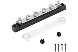 QIMEI-SHOP Bloques de Distribución de Energía 12V-48V CC BusBar 150A Caja de Distribución de Barra Colectora con 6 x M6 Pernos de Terminal para Automóvile Barco Negro
