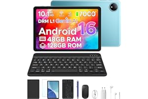 POPUX P10 Tablets Android, Tablet 10 Pulgadas, Tablet Android 16 con Gemini AI, 48GB RAM+128GB ROM, T310 CPU, 7000mAh, 8MP+5MP, 90Hz, Widevine L1, Bluetooth 5.0, Tablet con Teclado, Azul
