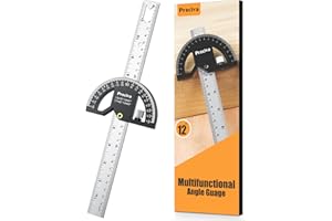 Preciva Transportador con Regla 0-180 Grados Transportador de Aluminio 30cm Brazo Transportador Ajustable de Acero Inoxidable Regla Precisa Marcador de Calibre Transportador para Artesanos de Madera