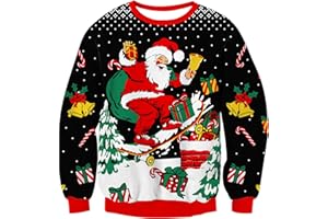 Kids4ever Pull de Noël Unisexe pour Enfants Pull en Tricot Renne Rudolph Tricot Chaud à Manches Longues Col Ras du Cou Pull de Noël en Tricot Sweat Haut d'hiver pour Garçons Filles 7-13 Ans