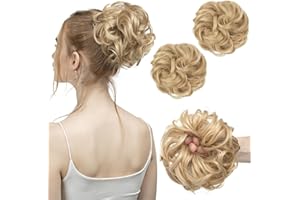 SARLA 2PCS Messy Bun Hair Pieces for Women Girls Synthetic Scrunchies Buns Extension Hairpieces Updo Pony Tail Light Honey Blonde