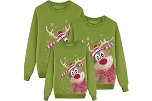 POIUIYQA Sudaderas Navidad Familia Jersey Punto para Hombre Mujer Y Niños Jersey Navideñas Familiares Jerseys de Navidad para Parejas para el Invierno Sudadera Navideña Rojo Familiar Mujer