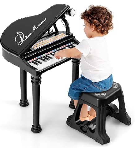 ZIPPY MAT Piano Numérique 25 Touches Bois – Mini Piano Enfant Bébé 2 Octaves – Jouet Musical Éducatif Bébé Fille Garçon
