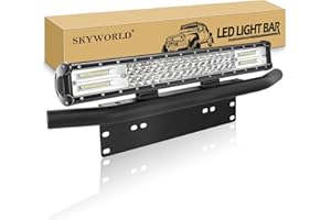SKYWORLD 20 pouce 50 cm 288W Barre Led avec 58 cm support plaque immatriculation, Rampe led 4x4 longue portée Barre Lumineuse pour Voiture Camion Hors Route, 6000K Feux Antibrouillard