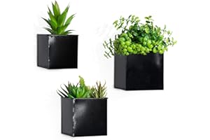 BOFUNX 3pcs Maceteros Colgantes Macetas Cuadradas de Metal Jardineras de Pared para Colgar de Diferentes Tamaños para Flores y Plantas