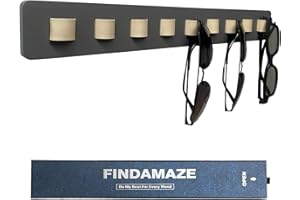 FINDAMAZE Organizador Gafas De Sol - Soporte Gafas Madera Expositor Gafas Pared,Porta Gafas 9 Ganchos, Expositor Gafas De Sol, Decoración del hogar, (Gris-1pcs-long)