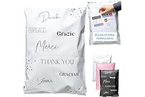 EMBALLAX 50 Bolsas Envio con bolsa portadocumentos - Tamaño L 40x30cm - 100% OPACO/ULTRA RESISTENTE/IMPERMEABLE - Sobres Plastico - Bolsas Envios Paquetes de Ropa - Cajas Envios Paquetes - Packaging