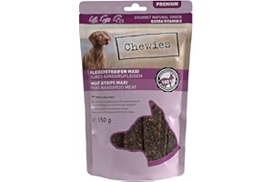 Chewies Fleischstreifen MAXI Hundeleckerli aus 100 % Kängurufleisch - 150 g - luftgetrocknete Känguru Kaustreifen für Hunde - zuckerfrei & getreidefrei - Dörrfleisch vom Känguru