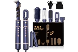 MOGAWAVE Asciugacapelli Air Styler 7 in 1,Ferro arricciacapelli ad aria da 44 mm,Pulsante Vento Freddo,3 Temperature,Hair Styler Professionale Multifunzionale 110000 U/Min, per lisciare, arricciare i capelli
