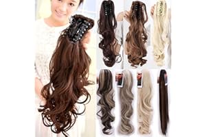 ‎S-NOILITE S-noilite- Voluminöses Haarverlängerung Haarteil Hair Piece Gewellt Pferdeschwanz Zopf Klauen an Ponytail ca 45cm diverse Farben Hellbraun
