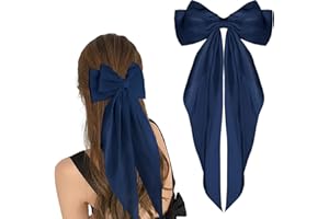 WLLHYF Pasadores de Cola Larga Con Lazo Francés, Pinzas de Pelo de Satén Suave y Sedoso, Clips de Metal, Accesorios de Los Años 90 Para Fiestas, Día de San Valentín, Mujeres