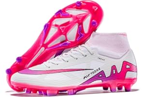 AMLCWZ Youth Football Shoes Boots Mens Outdoor Spikes High Top Football Shoes Kicking Training Sneakers Professional Match Football Boots Upper Seamless One Piece Football Shoes