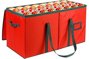 Ruibinlee Weihnachtskugeln Aufbewahrung,128 Fächer Weihnachtskugelboxen,XL Aufbewahrungsbox Weihnachtskugeln mit Deckel,2 zusätzliche Taschen Doppelreißverschluss,Oxford-Gewebe