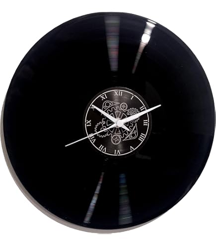 Orologio Da Parete Amosfun A Forma Di Disco In Vinile – 30x30 Cm – Decorazione Vintage A Batteria Per Soggiorno, Camera, Ufficio - 3
