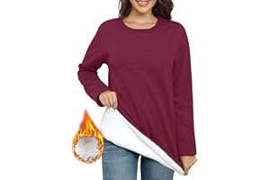 PASUDA Sweat Femme Polaire Sweat-Shirt Manches Longues Pull Hiver Sweat sans Capuche Col Rond Couleur Unie Chaud Coton Pullover Épais Thermique Décontractée Haut