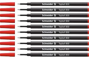 Schneider Topball 850 wkład do pióra kulkowego, format euro, grubość linii 0,5 mm, 10 sztuk, czerwone