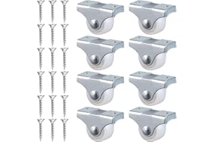 RUMGUG Pack de 8 Mini Roulettes Fixes en Caoutchouc de 25 mm pour Meubles: Charge Robuste de 40 kg, Inclus Plaque de Montage Métallique et Vis, Idéal pour Améliorer Mobilité des Meubles (1 inch)