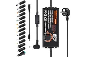 WEFOMEY 9-36V 4A 144W Einstellbarer Netzadapter, Universal Einstellbares Netzteil Adapter, 100V-240V AC to DC 4A Konverter Netzteil mit 14 Tipps für 9V-36V Haushaltselektronik und LED-Streifen, 4000mA Max