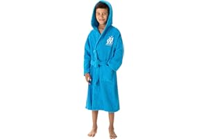 OMYDREAM OM Peignoir à Capuche Brodé Enfant Garçon 6 à 8 ans | 100% COTON certifié OEKO-TEX | Bleu Ciel | Robe de Chambre Enfant