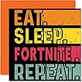 Birthday Card Funny for Her or Him - Eat, Sleep, Fortnite, Repeat - Happy Birthday Cards for Gaming Video Game Lovers Gifts, 145mm x 145mm Birthday Greeting Cards for All Occasions Kids or Adult