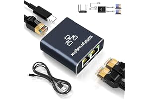 LALASIS Switch Ethernet,1 a 2 Splitter Ethernet Switch LAN da 1000 Mbps 2 Porte con cavo di alimentazione di tipo C RJ45 Splitter di rete LAN Switch Gigabit per computer,hub,switch,router,set-top box,TV