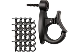 BIGKING 20 sztuk haczyków do wieszania świateł, haczyki typu Q, haczyki świetlne ze śrubą, haczyki wkręcane do zawieszania lampek bożonarodzeniowych i przewodów łańcuchowych (czarne)