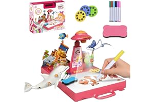 AYAMAYA Zeichenprojektor Kinder Geschenke Spielzeug für 3-8 Jährige, 3-in-1 Projektion und Zeichnung Mädchen und Jungen Geschenke Kinder Projektor mit 48 Motiven, Papier, Buntstiften Maltafel Spielzeug, Rosa