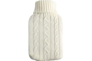 Bakecat Hot Water Bottle Cover Only, Knitted Cover (Cover Only), White