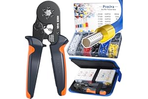 Preciva Ferrule Crimper Plier Set, 0.25-6mm²/AWG23-10 Self-Adjustable Ratchet Bootlace Terminal Crimping Tool, Electrical Ferrules Wire Crimp Toolkit with 1900 Cable End Sleeve Connectors