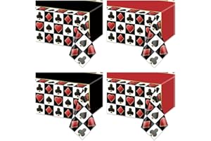 APUXXJUPA 4 Pcs Casino Tablecloths, Red and Black Poker Table Cover Playing Card Tablecloth for Casino Theme Party Decorations Poker Game Birthday Supplies