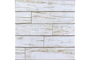 COMSTICKC Pannelli Murali 3d Adesivi Effetto Legno Bianco, 10 Pezzi 30x30 cm, Pannelli Murali In PVC Legno Per Decorativi Pareti Interne Cucina, Bagno, Soggiorno, Impermeabile